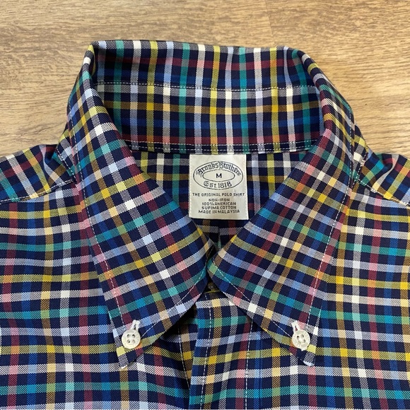 Brooks Brothers Men’s Shirt Medium Supima Cotton Plaid Long Sleeve Non-Iron - Picture 12 of 16